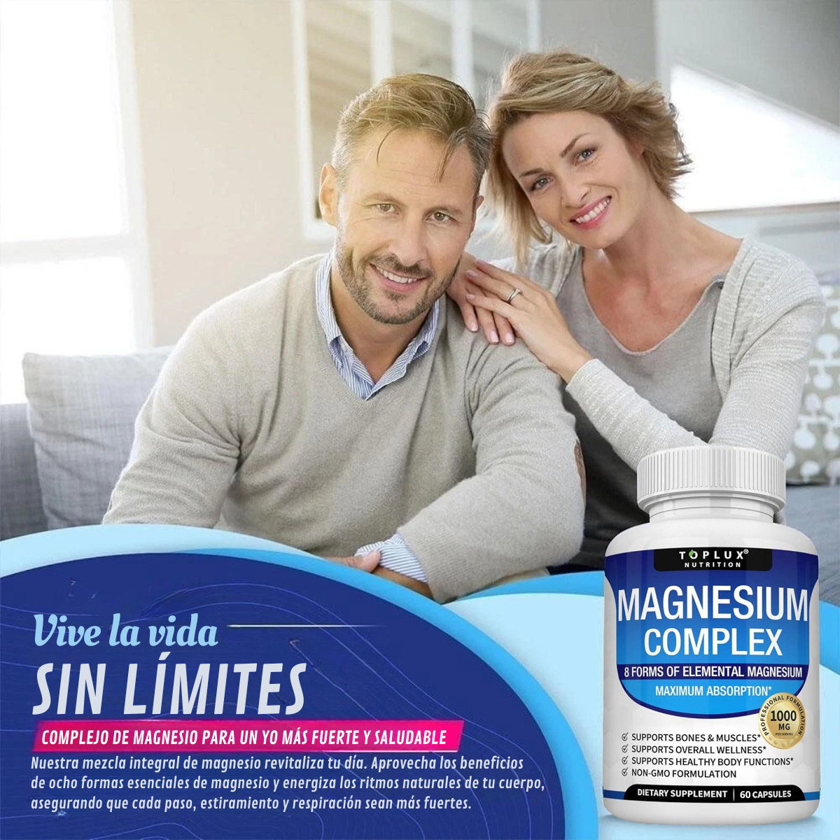 MAGNESIUM COMPLEX, EL MAS COMPLETO, NO MAS STRESS, NO MAS CANSANCIO, NO MAS CALAMBRES