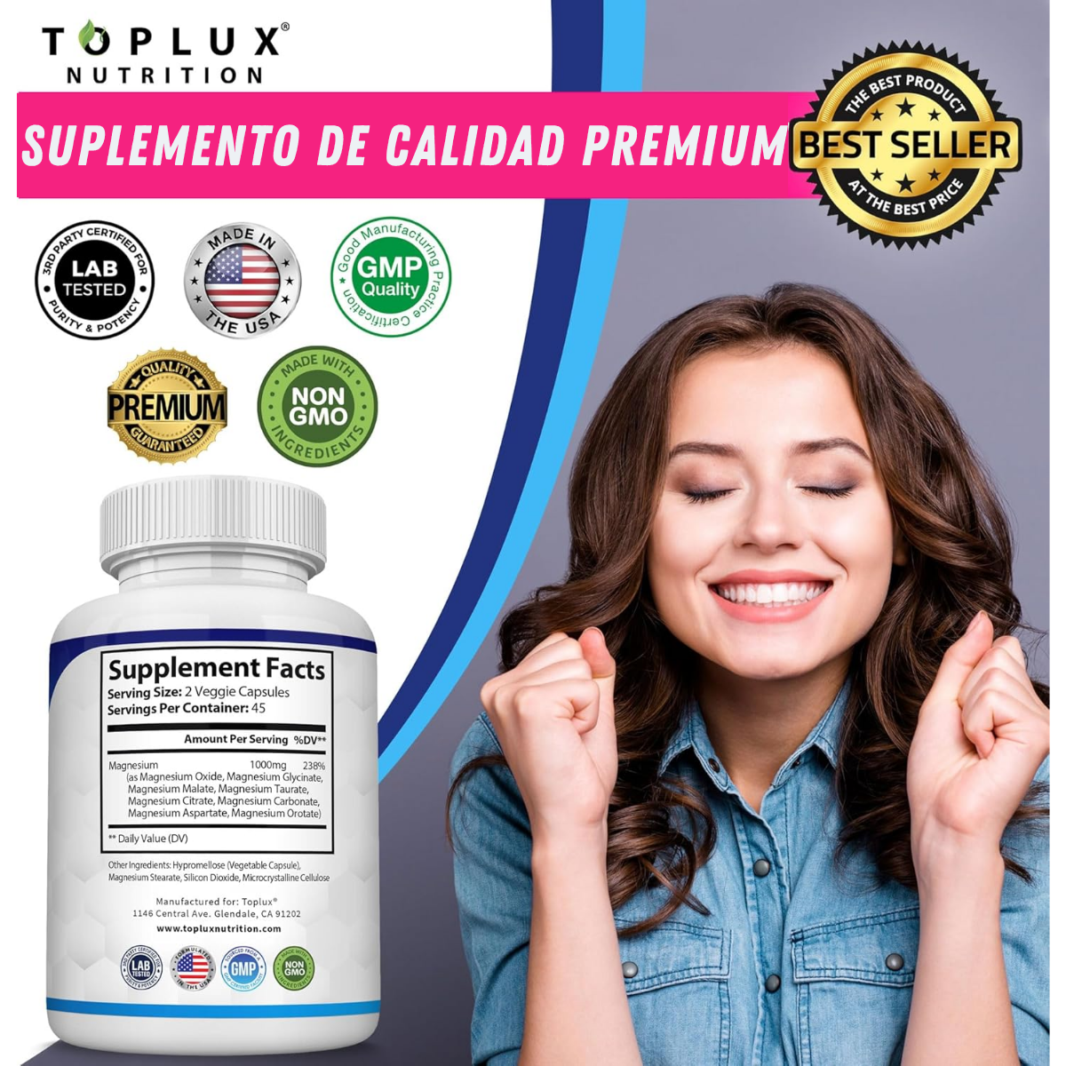 MAGNESIUM COMPLEX, EL MAS COMPLETO, NO MAS STRESS, NO MAS CANSANCIO, NO MAS CALAMBRES